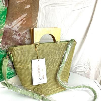158 Green Grass Bag (AS-IS) with Infinity Scarf , Sand Dollar Necklace and Earring Set