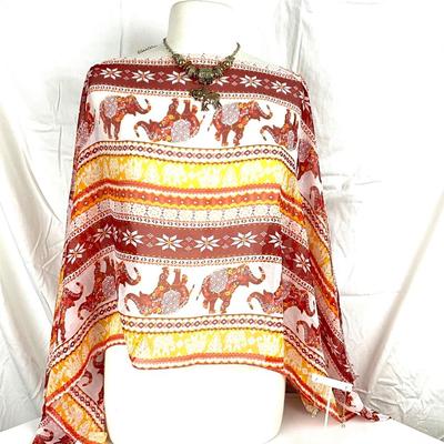 173 Elephant Style Shawl with Elephant Necklace and Earrings
