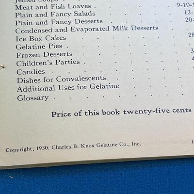KNOX GELATINE YEAR 1930 RECIPE BOOK