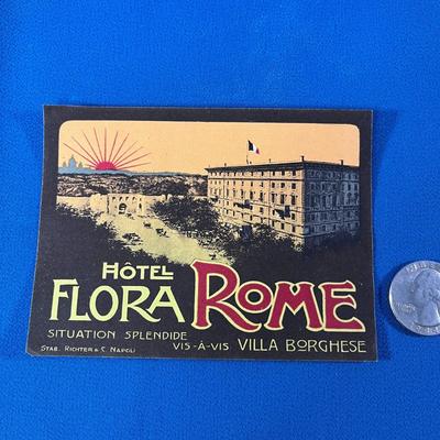GUMMED LUGGAGE STICKER FROM HOTEL IN ROME CIRCA 1920â€™s?