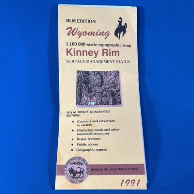 BLM LARGE FOLD-OUT DETAILED MAP WYOMING KINNEY RIM