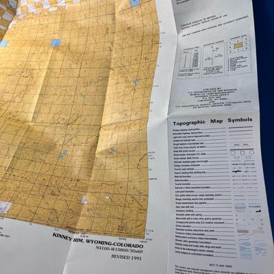 BLM LARGE FOLD-OUT DETAILED MAP WYOMING KINNEY RIM