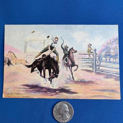 BUCKING BRONCO POSTCARD c. 1940