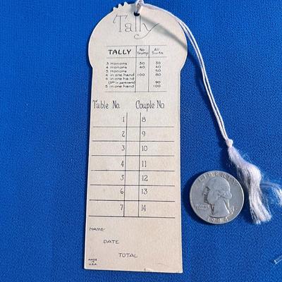COLORFUL EARLY BRIDGE TALLY CARD