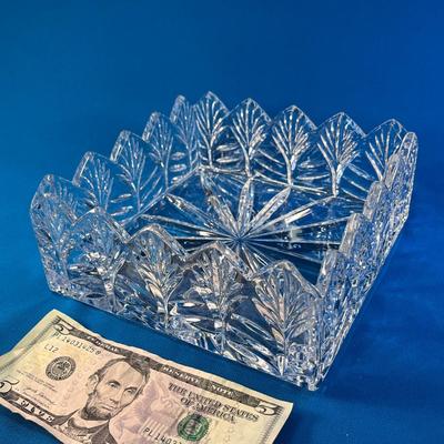 BEAUTIFUL UNUSUAL SQUARE LEADED CRYSTAL DISH 