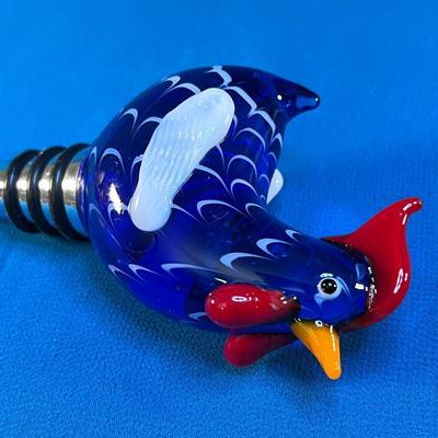 COLORFUL ART GLASS CHICKEN BOTTLE STOPPER