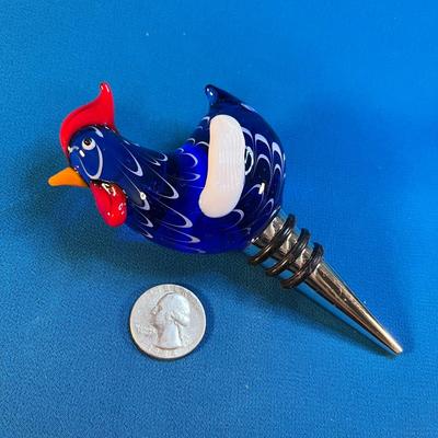 COLORFUL ART GLASS CHICKEN BOTTLE STOPPER