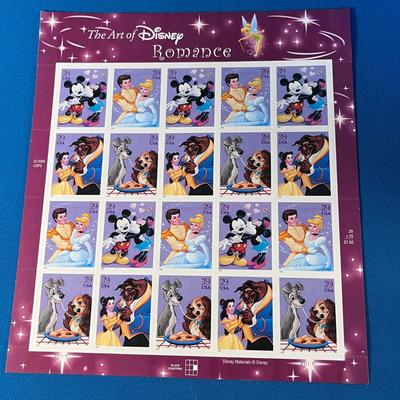 DISNEY ROMANCE U.S. POSTAGE SHEET OF 39 CENT STAMPS