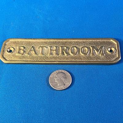 BRASS WALL/DOOR PLATE â€œBATHROOMâ€