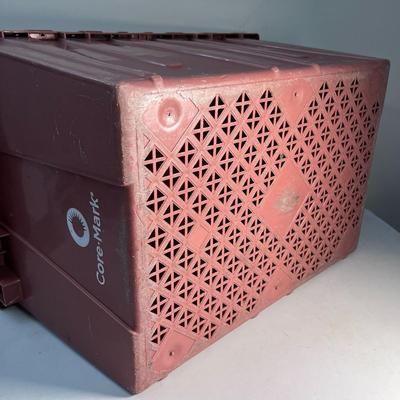FOLDING TOP PLASTIC STORAGE CRATE OPEN WEAVE BOTTOM
