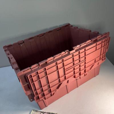 FOLDING TOP PLASTIC STORAGE CRATE OPEN WEAVE BOTTOM