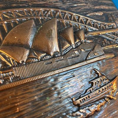 EMBOSSED COPPER â€œSYDNEYâ€ HARBOR AUSTRALIA PLAQUE