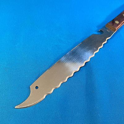 UNUSUAL FANCY KITCHEN KNIFE 8â€ SERRATED BLADE STAINLESS JAPAN