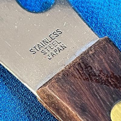 UNUSUAL FANCY KITCHEN KNIFE 8â€ SERRATED BLADE STAINLESS JAPAN