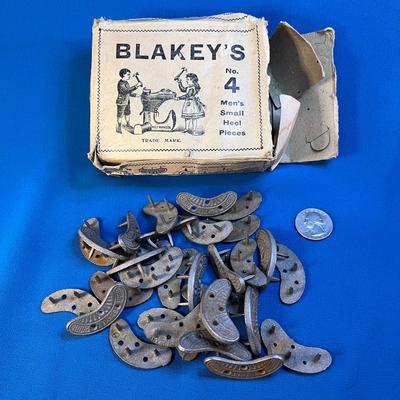 VINTAGE BOX OF BLAKEYâ€™S METAL BOOT PROTECTORS FROM ENGLAND 31 CT.