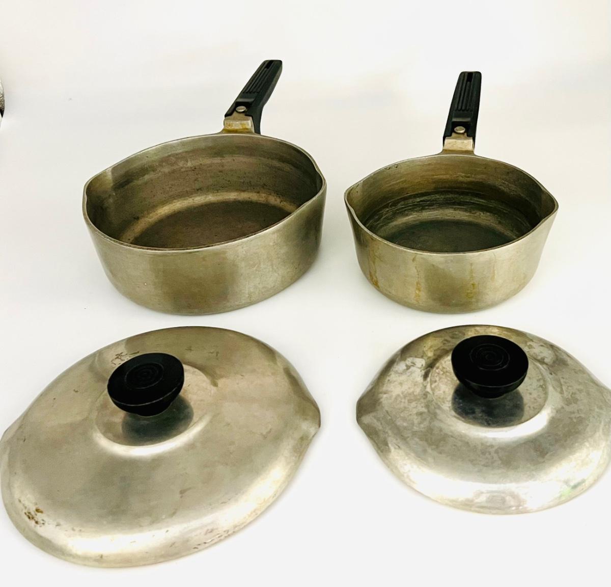 Vintage GHC Magnalite Cookware 4 Piece Set of Pots Double Spouted Rivet USA  Values - MAVIN