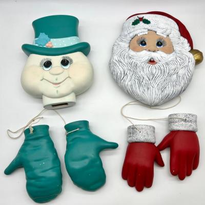 Vintage Ceramic Santa And Snowman Head & Hands