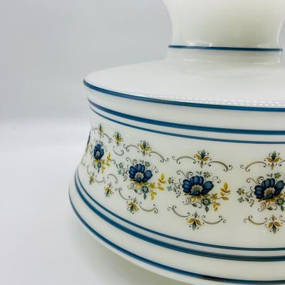 Large Vintage Abigail Adams  Quoizel Milk Glass Blue Floral GLOBE ONLY