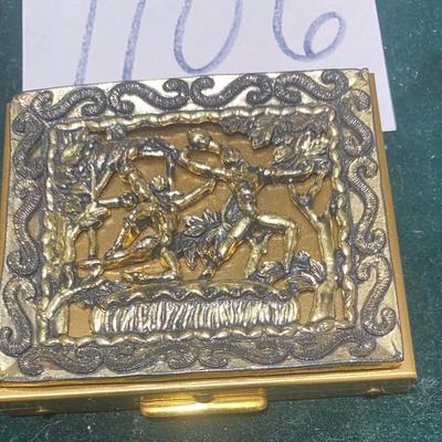 Vintage Ornate Figural Mirror Compact