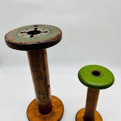 ANTIQUE Vintage Wood Thread SPOOLS