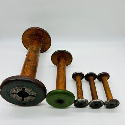 ANTIQUE Vintage Wood Thread SPOOLS