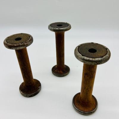 ANTIQUE Vintage Wood Thread SPOOLS