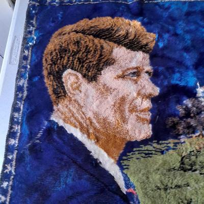 Lincoln Cents with John F. Kennedy Rug/Wall Tapestry, 1960's and unique Lincoln-Kennedy Penny