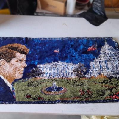 Lincoln Cents with John F. Kennedy Rug/Wall Tapestry, 1960's and unique Lincoln-Kennedy Penny