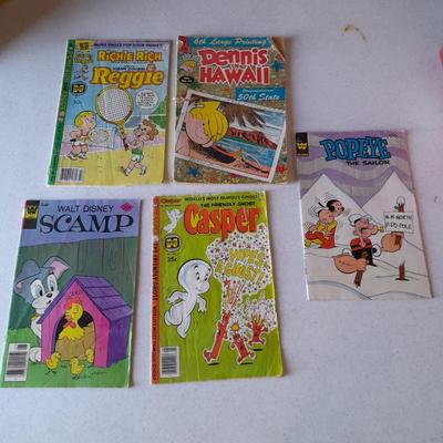 Comic books, Scamp, Reggie rich, Casper and Popeye