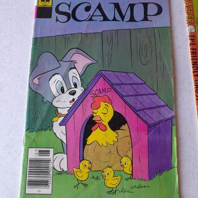 Comic books, Scamp, Reggie rich, Casper and Popeye