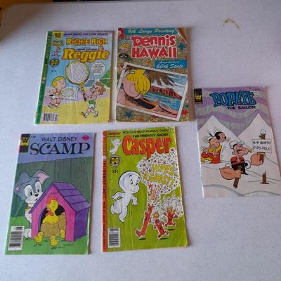 Comic books, Scamp, Reggie rich, Casper and Popeye