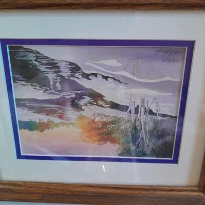 Set of 4 signed and numbered original watercolor framed pictures.