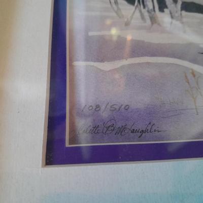 Set of 4 signed and numbered original watercolor framed pictures.