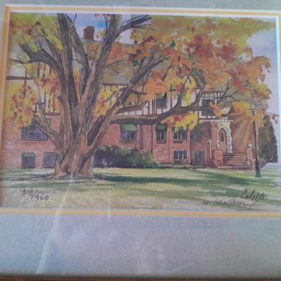 Set of 4 signed and numbered original watercolor framed pictures.