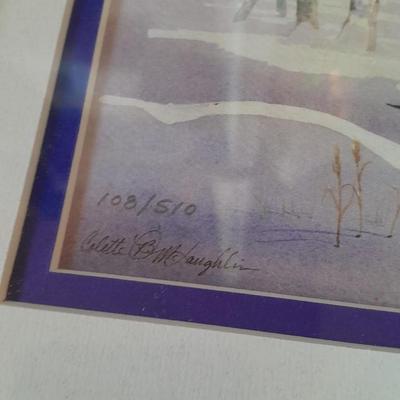 Set of 4 signed and numbered original watercolor framed pictures.