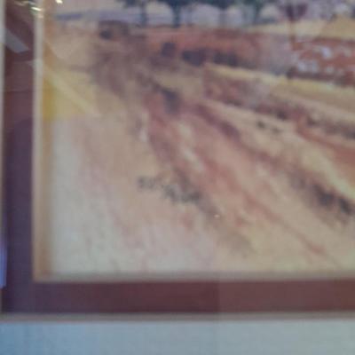 Set of 4 signed and numbered original watercolor framed pictures.