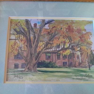 Set of 4 signed and numbered original watercolor framed pictures.