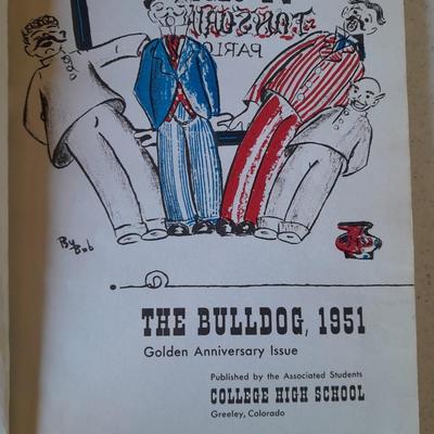 Three 1950's The Bulldog Yearbooks Greeley Colorado College Highschool
