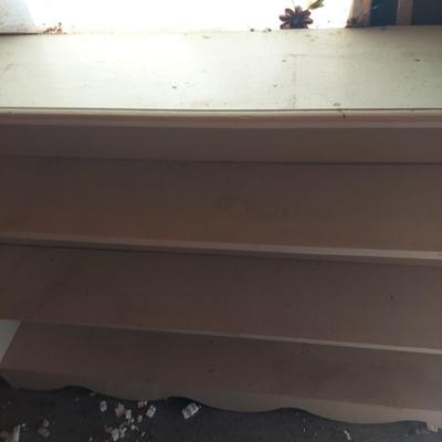 Vintage Solid Wood Scalloped Bookshelf (OB4-BBL)