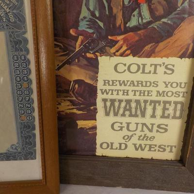 " Colt's Gun Mfg. Co. Stock Certifcate (canceled) and Colt ad. est. $30 to $70.