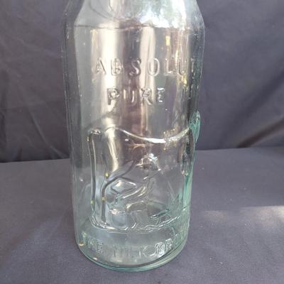 Vintage Glass Milk Bottles and Metal Milk Pail (OB4-BBL)