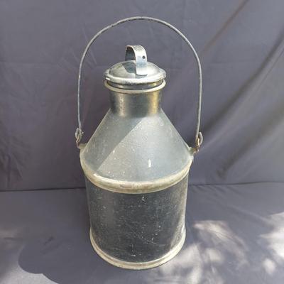 Vintage Glass Milk Bottles and Metal Milk Pail (OB4-BBL)