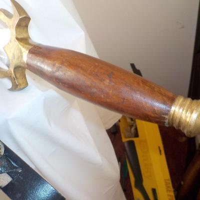 Swedish Armor sword approx. 26 in. with leather scabbard. est. $50 to $130..