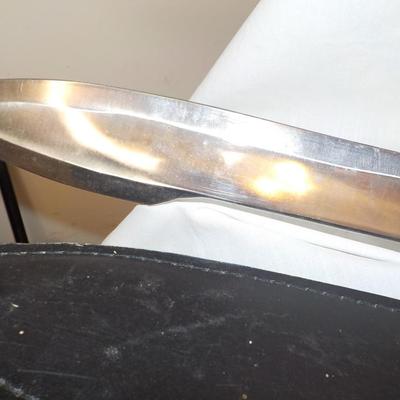 Swedish Armor sword approx. 26 in. with leather scabbard. est. $50 to $130..
