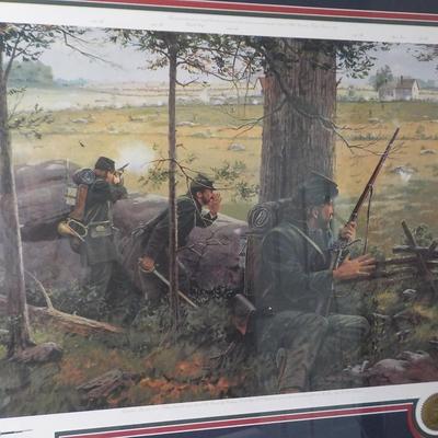 Historical Art " Breechloaders and Greencoats" by Dale Gallon. est  $125 to $300.