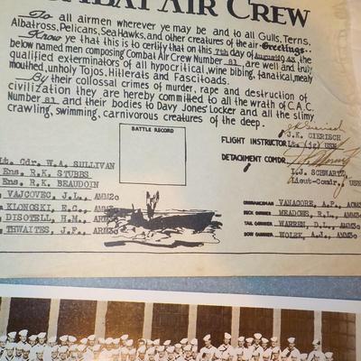 WW-2 COMBAT AIR CREW CERTIFICATE & BLOOD CHIT/ 1943/ EST. $100 to $400.