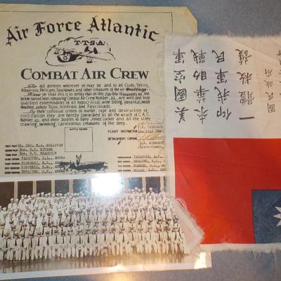 WW-2 COMBAT AIR CREW CERTIFICATE & BLOOD CHIT/ 1943/ EST. $100 to $400.