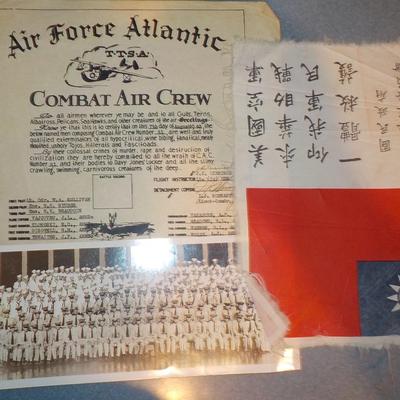 WW-2 COMBAT AIR CREW CERTIFICATE & BLOOD CHIT/ 1943/ EST. $100 to $400.