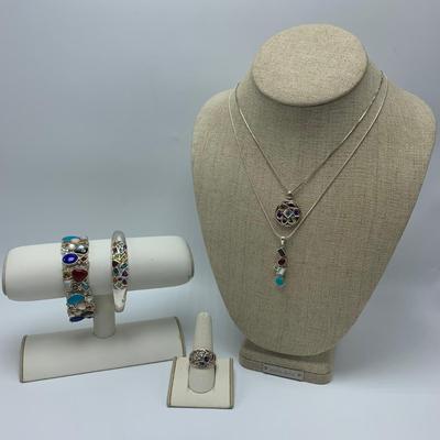 Two 925 Multicolored Gem Stone Sets (B3-KW)