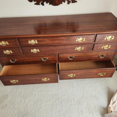 Henkel Harris Solid Black Cherry Chippendale Lowboy Dresser 66x21x34